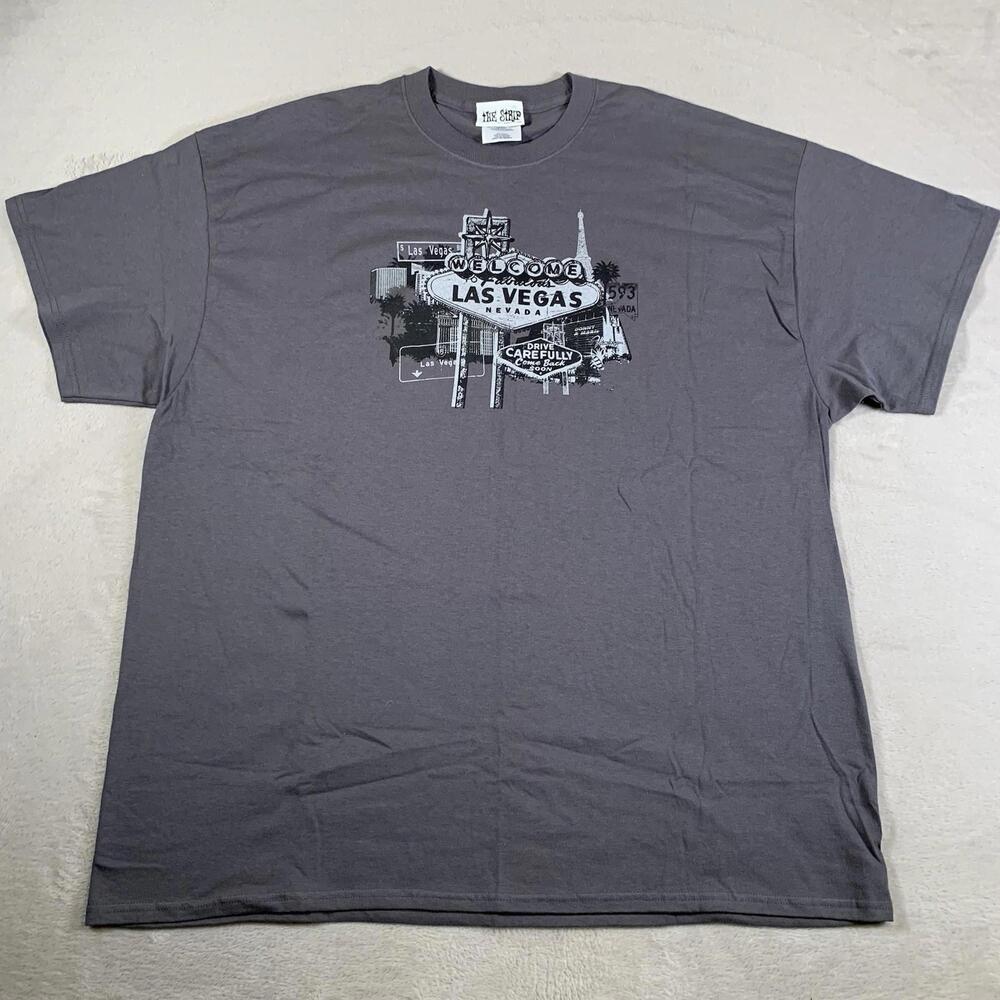 The Strip Las Vegas Shirt 2XL Gray‎ Graphic Tee Welcome Sign Nevada Souvenir USA
